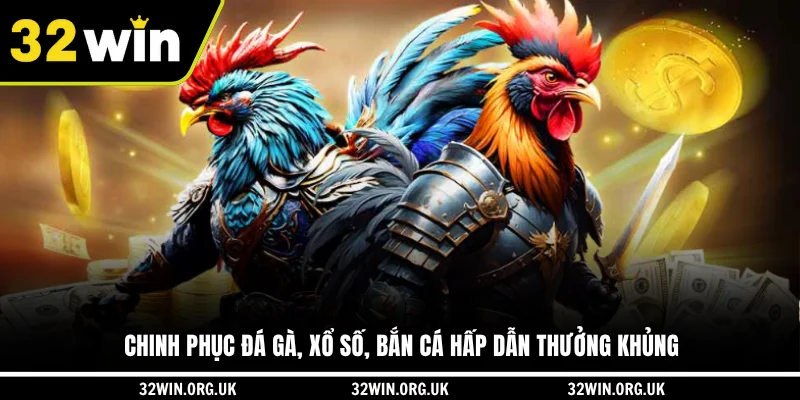 Chinh phục đá gà, xổ số, bắn cá hấp dẫn thưởng khủng